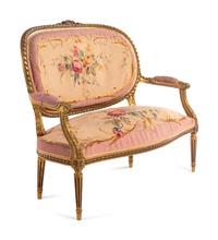 A Louis XVI Style Giltwood Parlor Suite