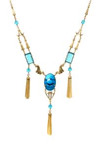An 18 Karat Yellow Gold and Molded Glass Necklace, 38.60 dwts.