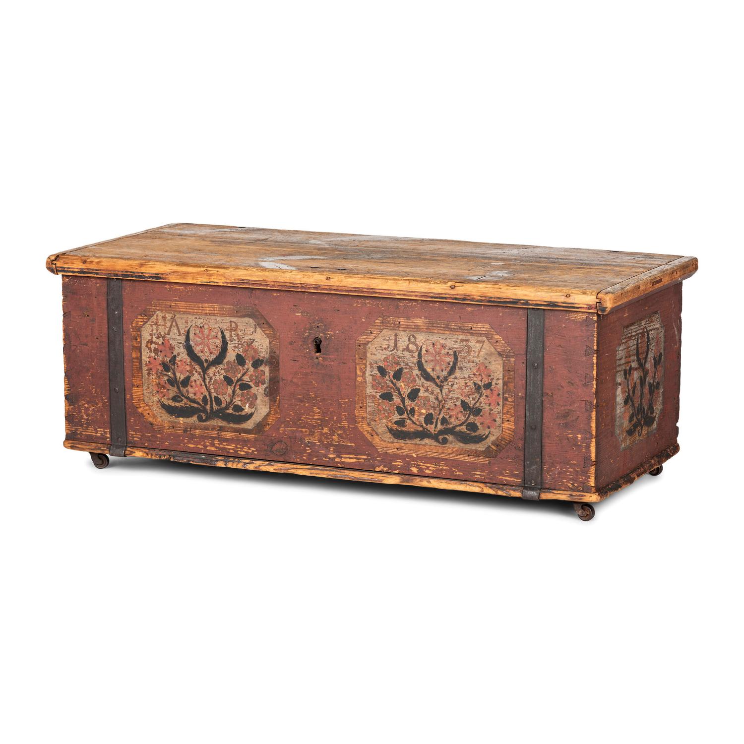 A Northern European Painted Pine Blanket Chest