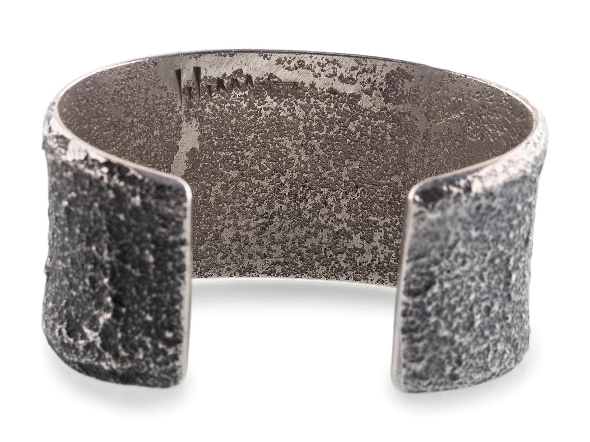 14k Gold and Silver Tufa Cast Cuff Bracelet, with Lander Turquoise