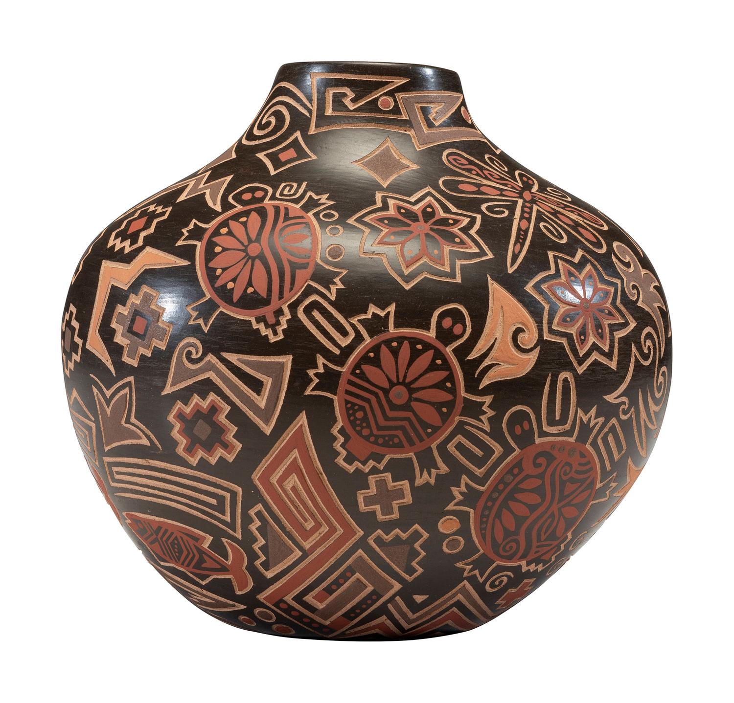 Polychrome Pottery Vase, Collabrative Work