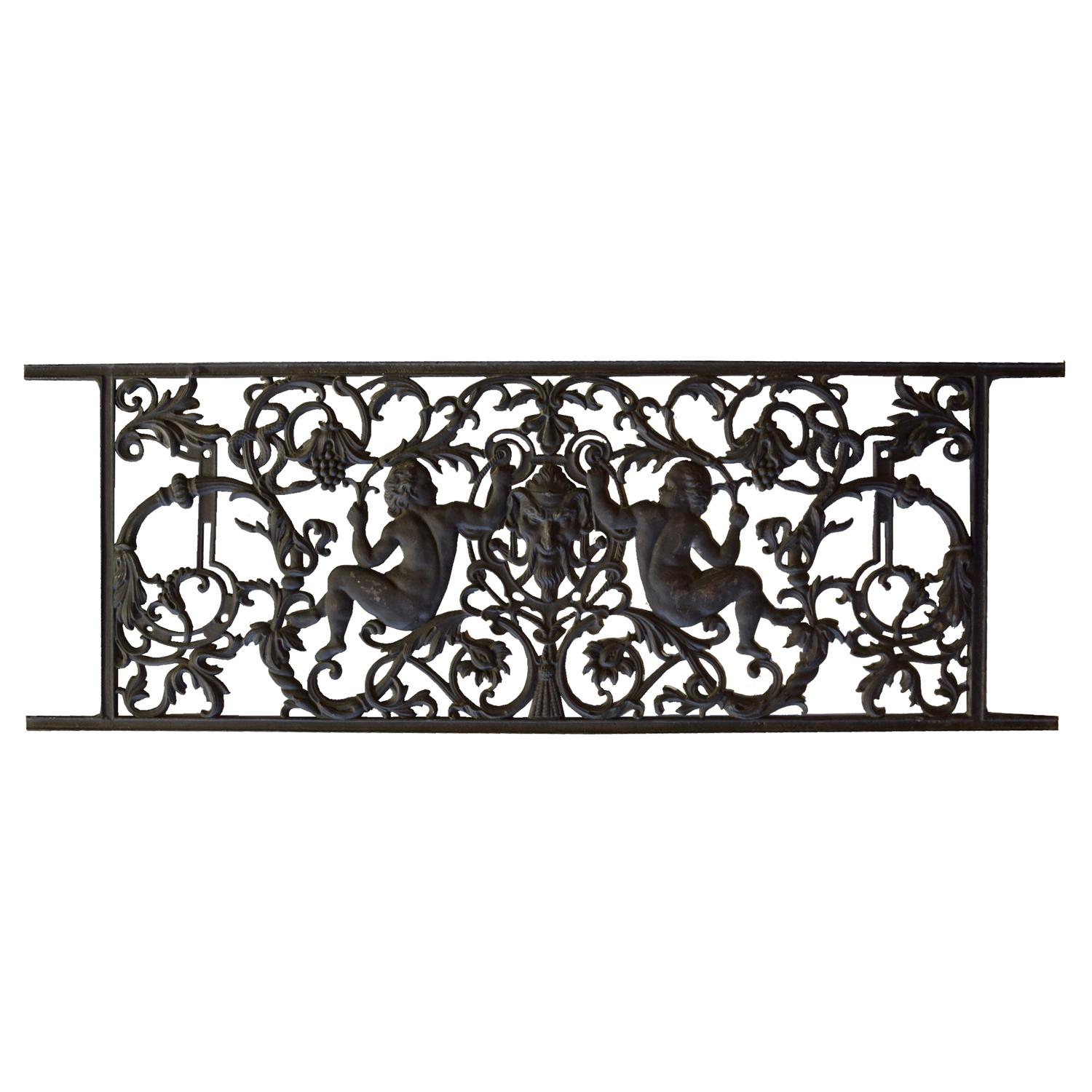 A Cast Iron Decorative Grill 48" W x .5" D x 17" H — France, 20th Century