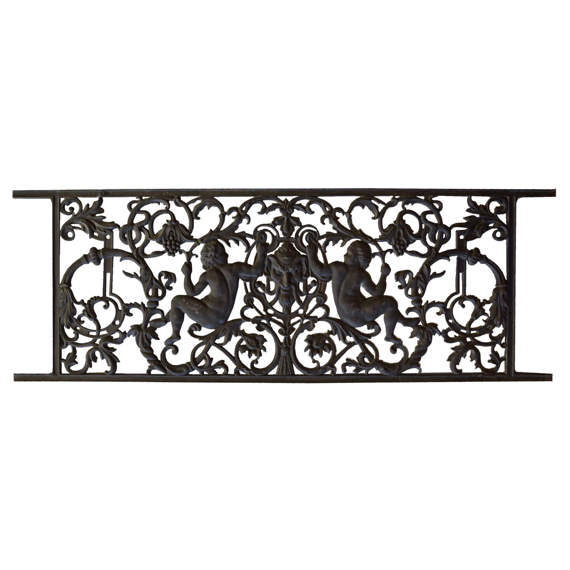 A Cast Iron Decorative Grill 48" W x .5" D x 17" H — France, 20th Century