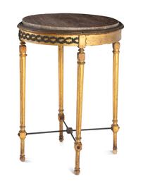 An Continental Gilt and Parcel Ebonized End Table