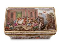 A Gilt Metal Mounted Meissen Porcelain Presentation Table Casket