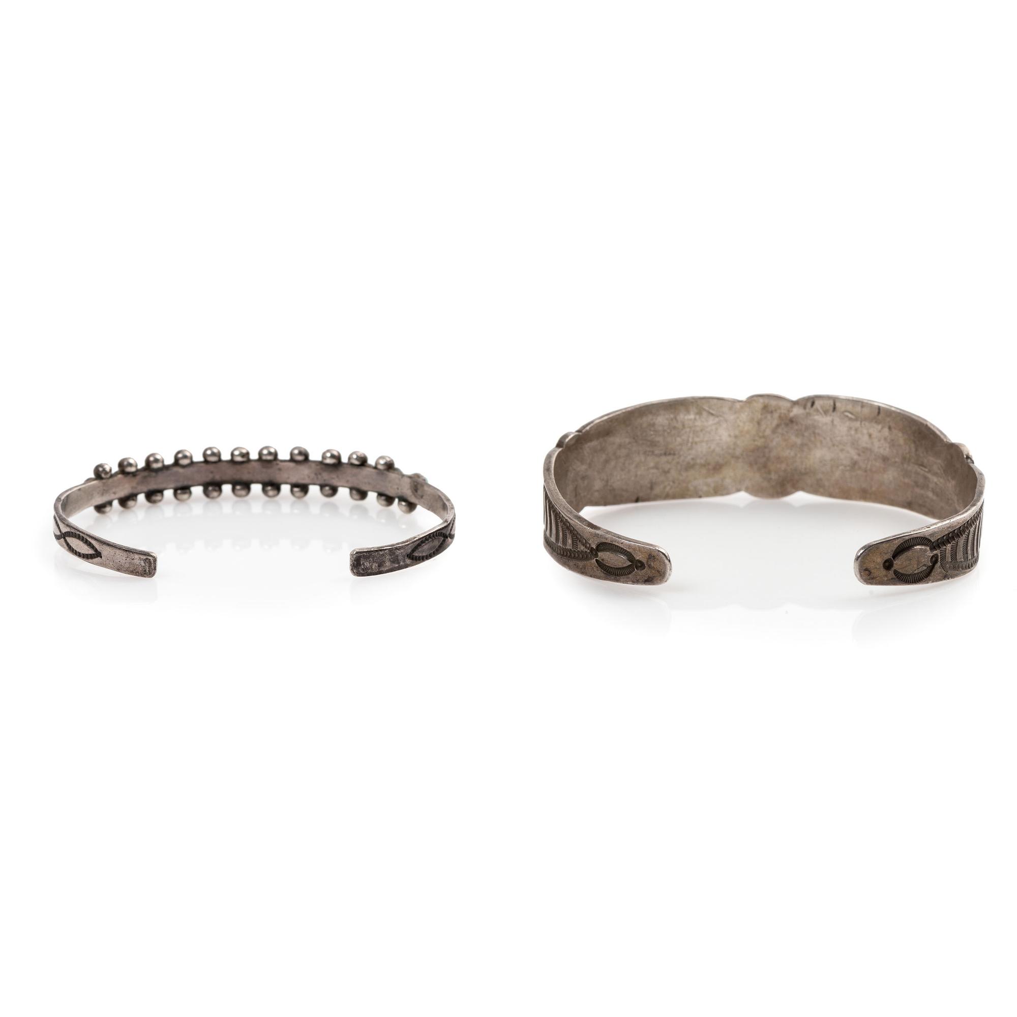 Navajo and Zuni Silver and Turquoise Cuff Bracelets