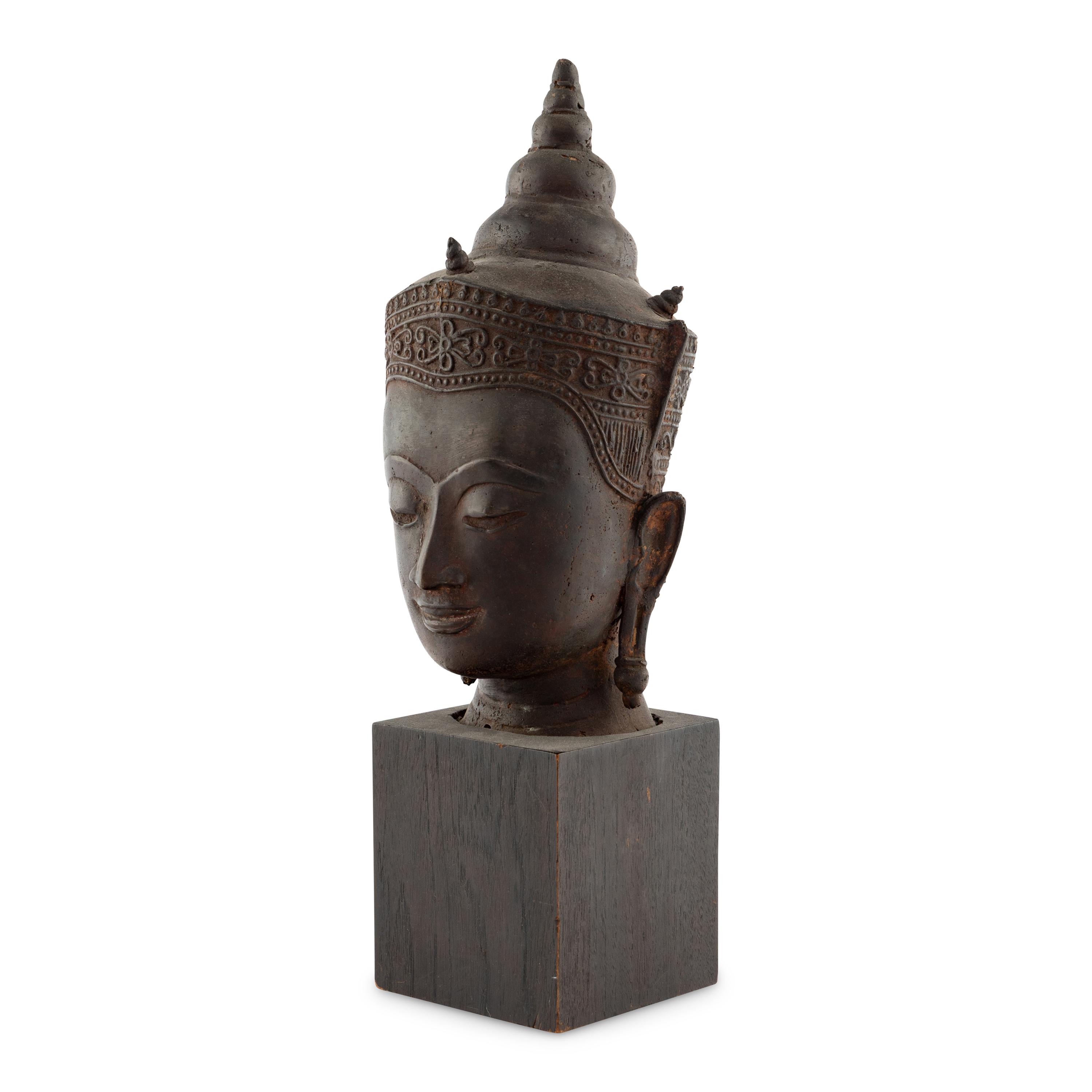A Thai Style Bronze Head of Buddha