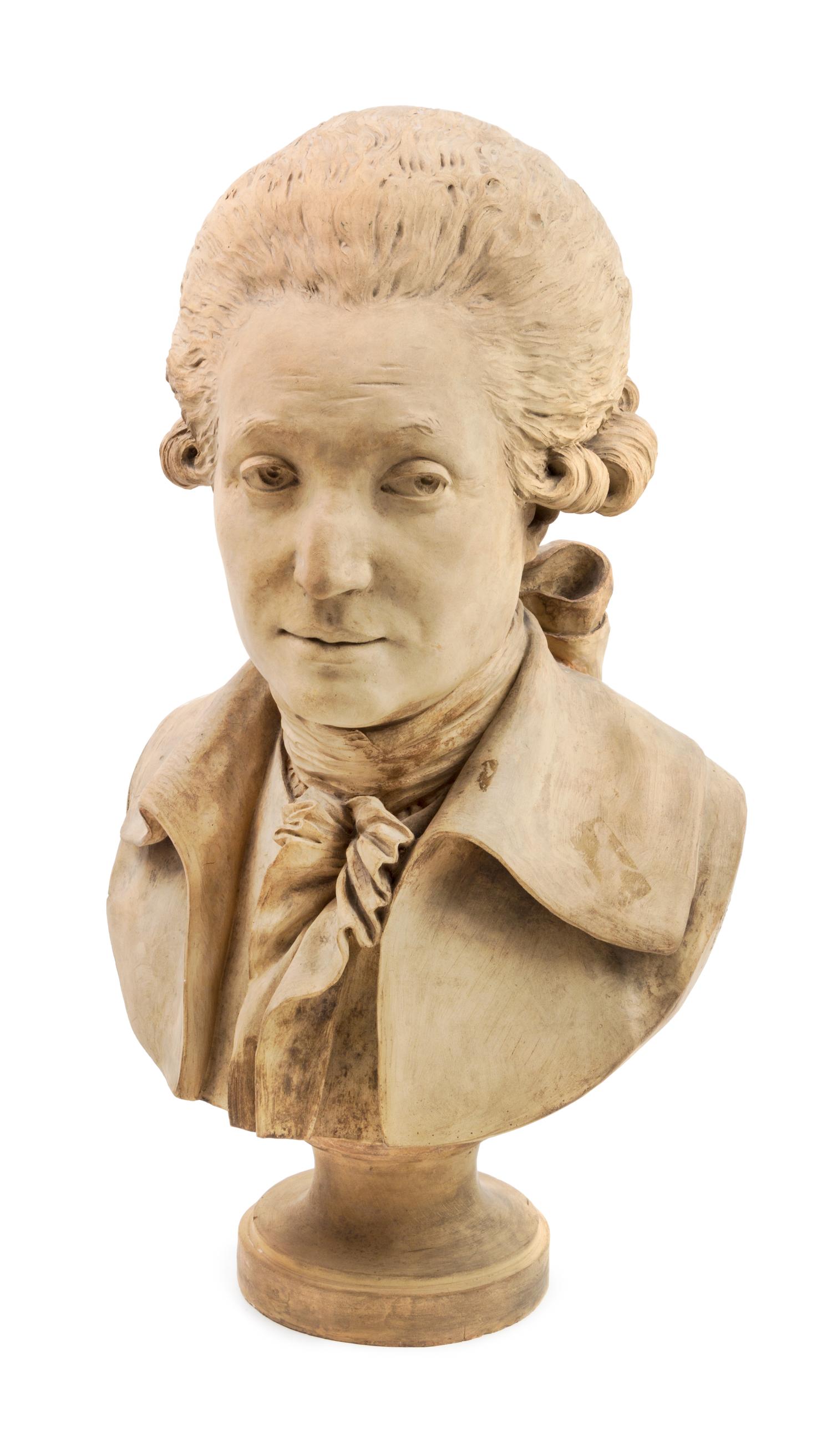 A French Terra Cotta Bust Height 21 inches. — AFTER JEAN-ANTOINE HOUDON