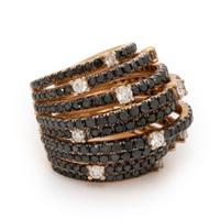 Diamond, Black Diamond, and Rose Gold Ring