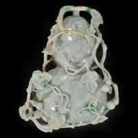A Chinese carved jadeite double gourd brushwasher 翡翠葫芦笔洗