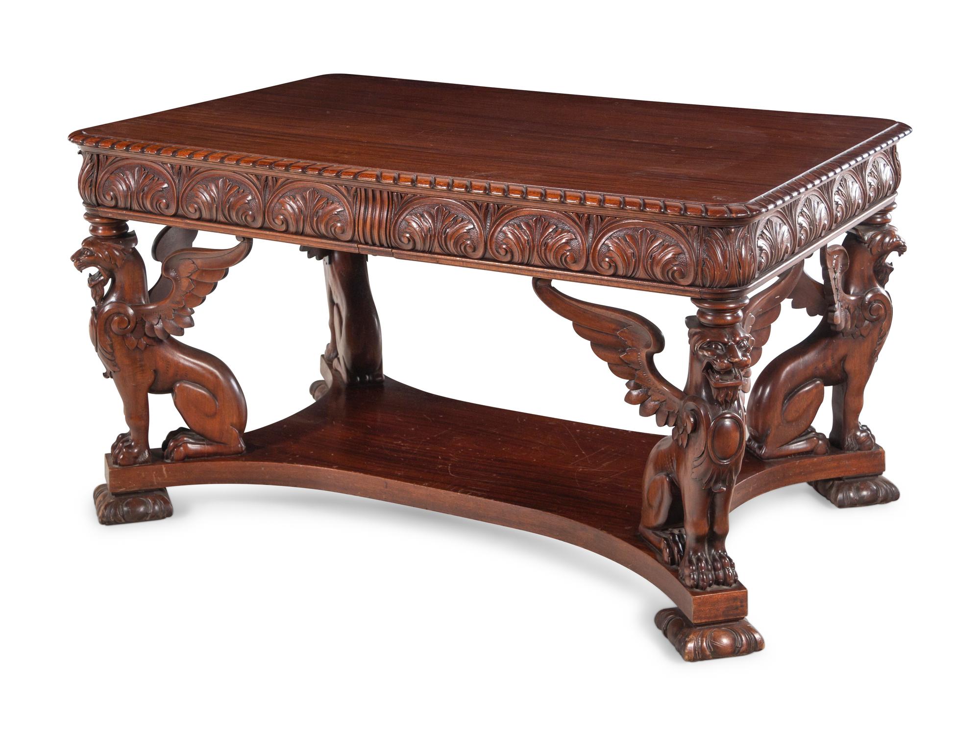 A Renaissance Revival Mahogany Library Table