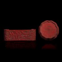 Two Chinese Lacquer Stands, 19th-20th Century 晚清民國 剔紅座子兩件