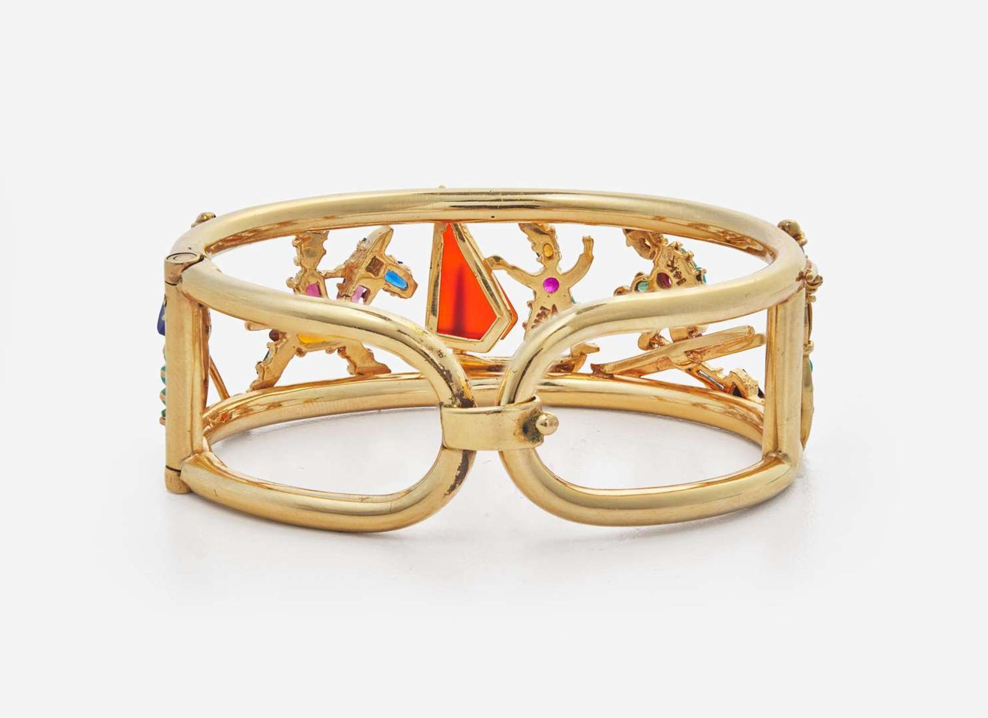 A 14K Yellow Gold and Colored Gemstone Bracelet