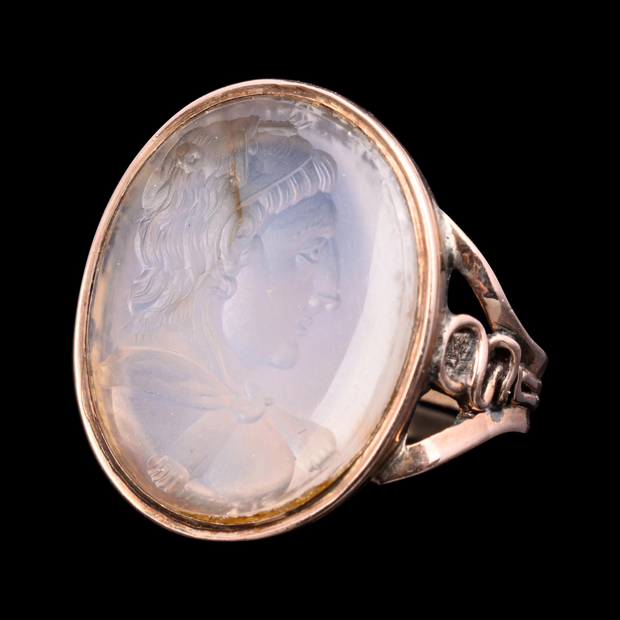 A Hellenistic Chalcedony Ringstone with a Bust of Hercules