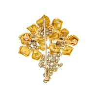 YELLOW GOLD AND DIAMOND FLOWER BROOCH/PENDANT