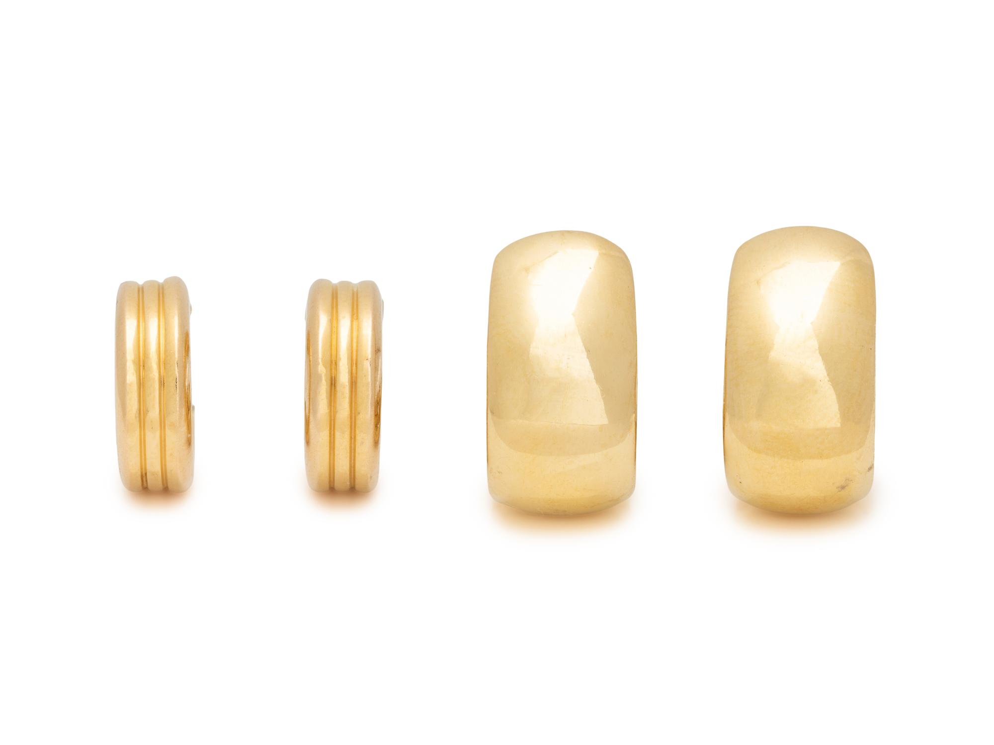 COLLECTION OF YELLOW GOLD HOOP EARRINGS