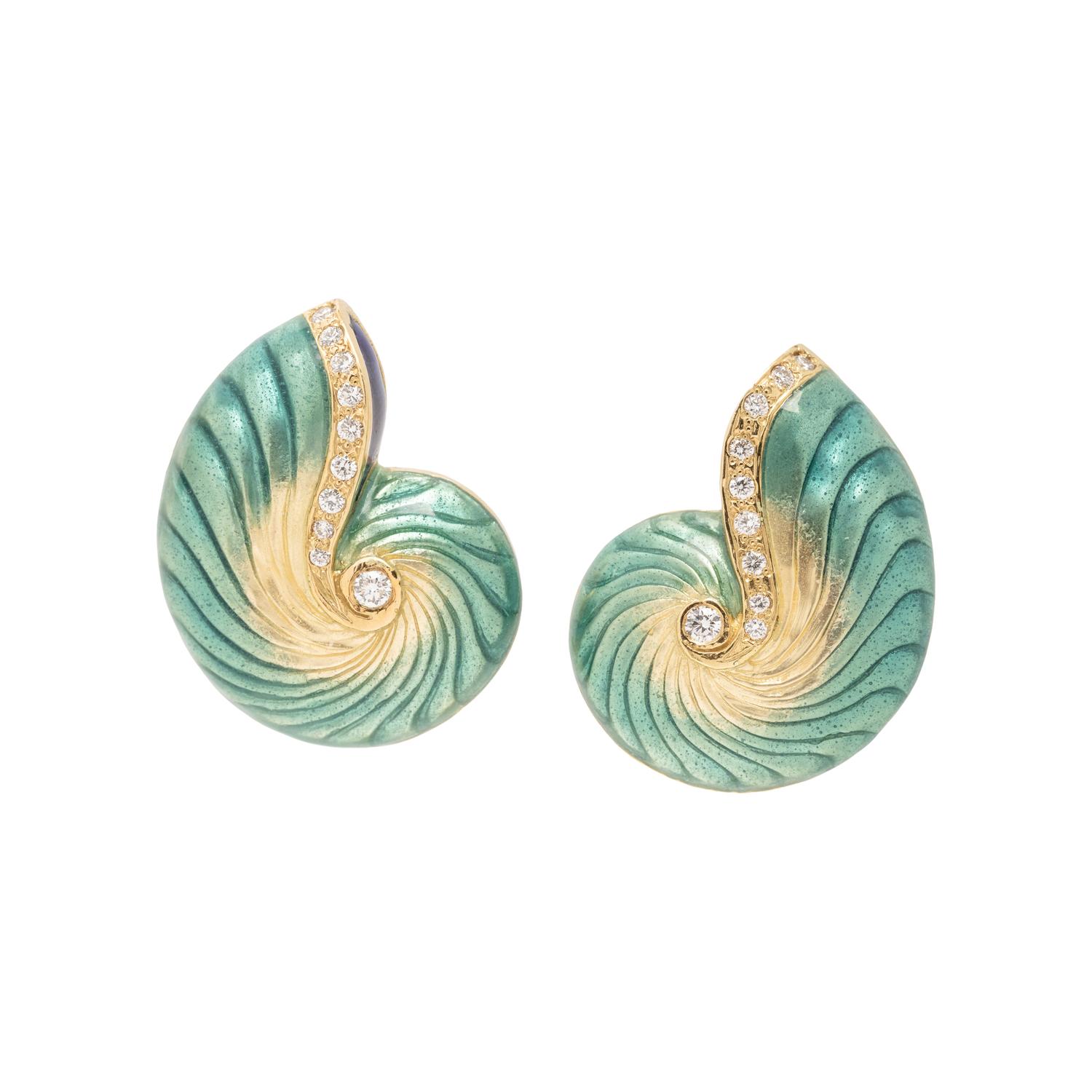 ENAMEL AND DIAMOND CLIP EARRINGS