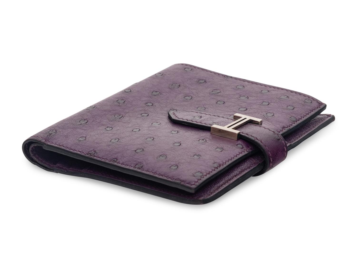 HERMÈS OSTRICH BEARN COMPACT WALLET
