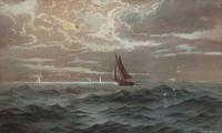 Watercolor Seascape with Sailboat