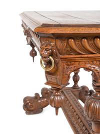 A Renaissance Revival Carved Oak Library Table in the Style of R.J. Horner