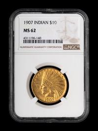 A 1907 Indian Head $10 Gold Coin (NGC MS62)