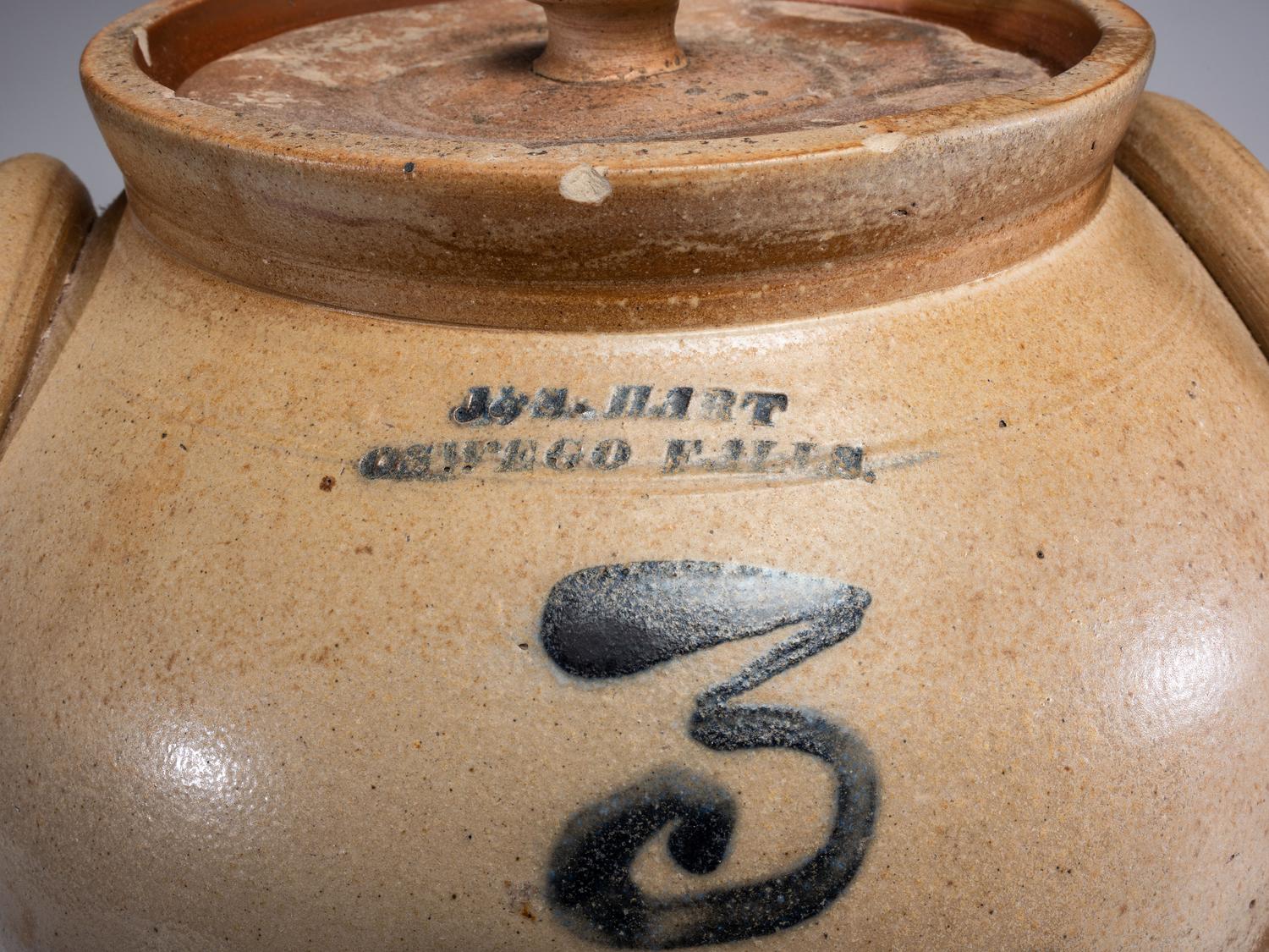 Two Cobalt Decorated Stoneware Vessels