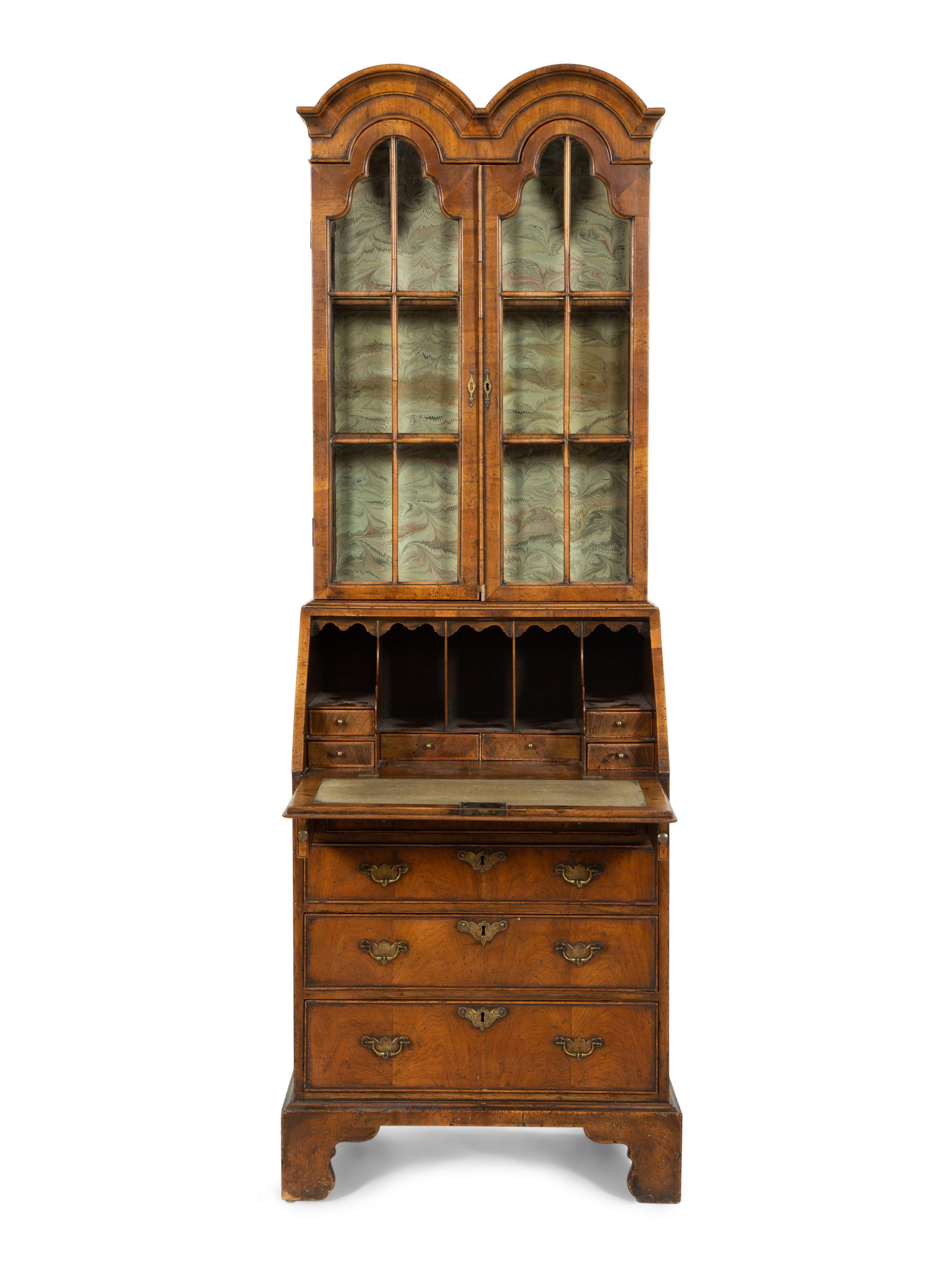 A George I Style Walnut Bureau Bookcase