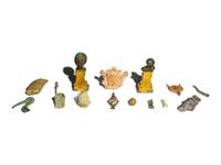 15 Egyptian Wood, Faience, Bronze, and Limestone Items