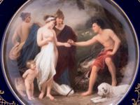 A Vienna Style (Fischer & Mieg) Painted and Parcel Gilt Porcelain Cabinet Plate