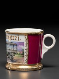 A Porcelain Occupational Shaving Mug Depicting a Railway Express Co . Truck