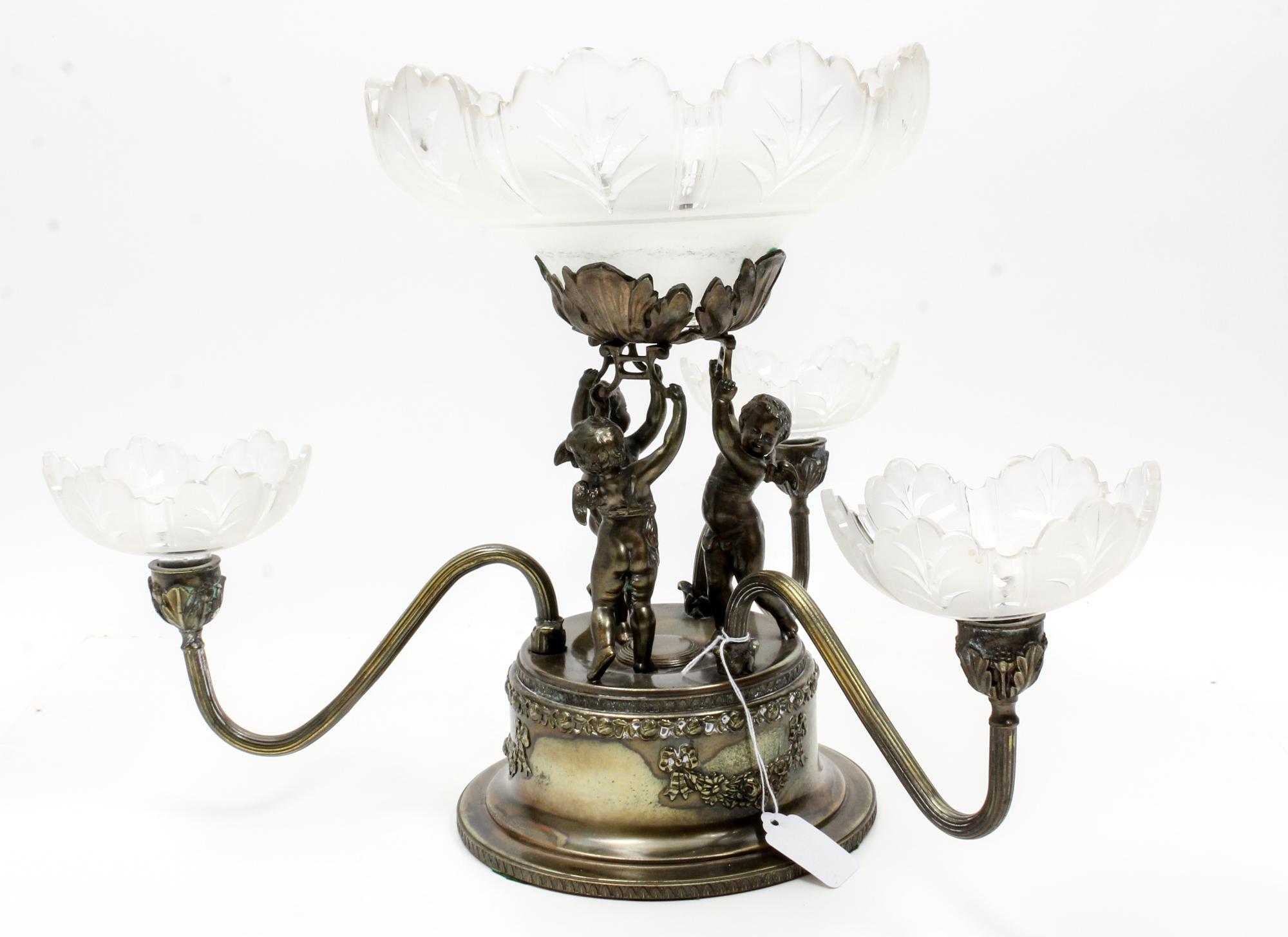 A Victorian Silver-Plate Epergne Height 13 inches.