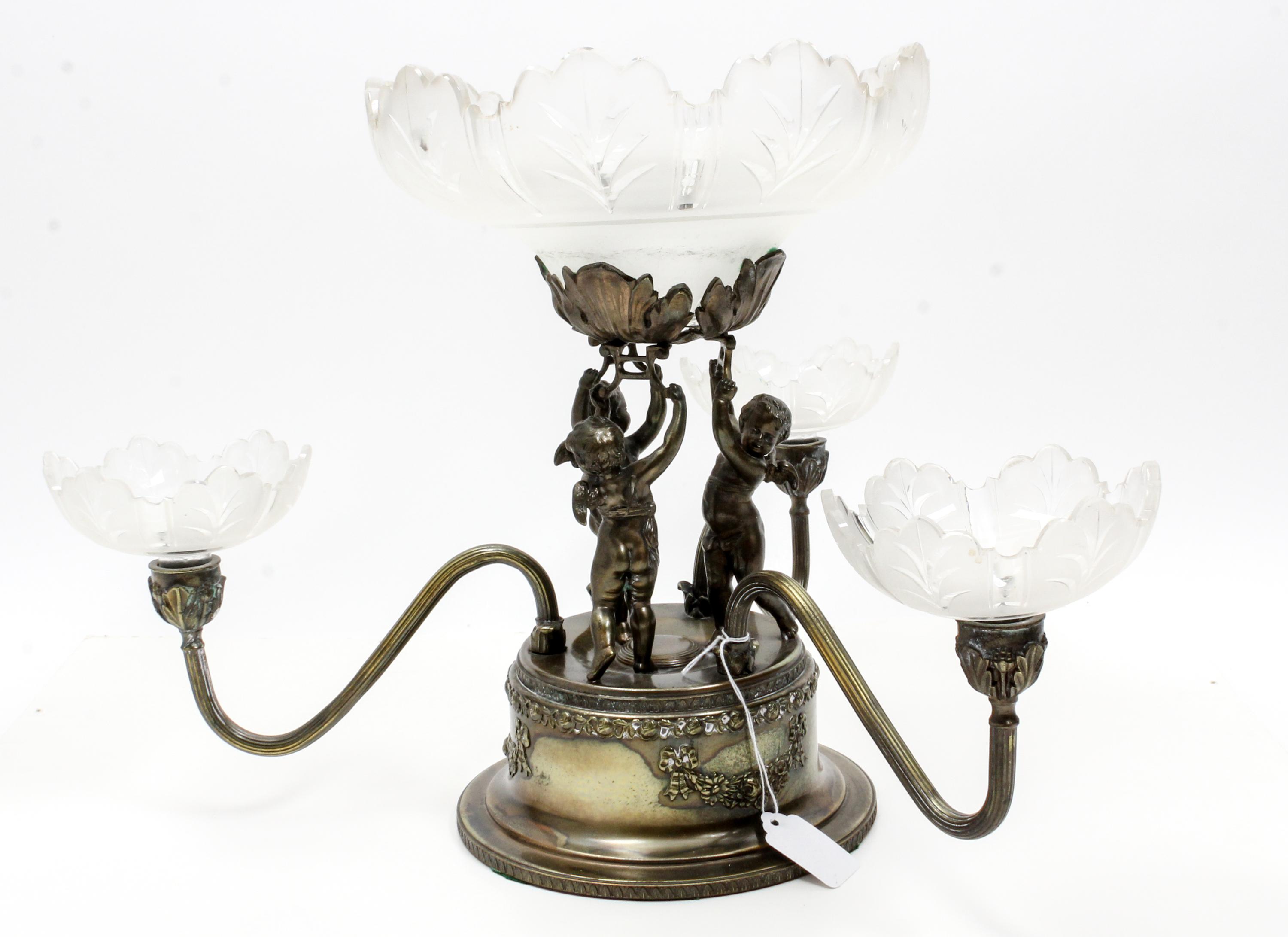 A Victorian Silver-Plate Epergne Height 13 inches.