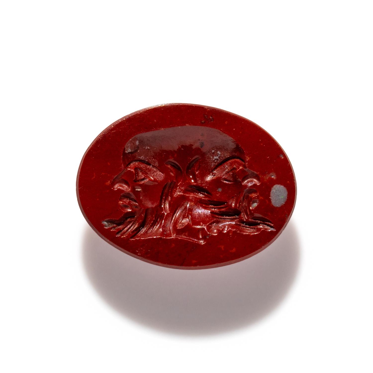 A Roman Red Jasper Ring Stone with a Three-Faced Gryllos