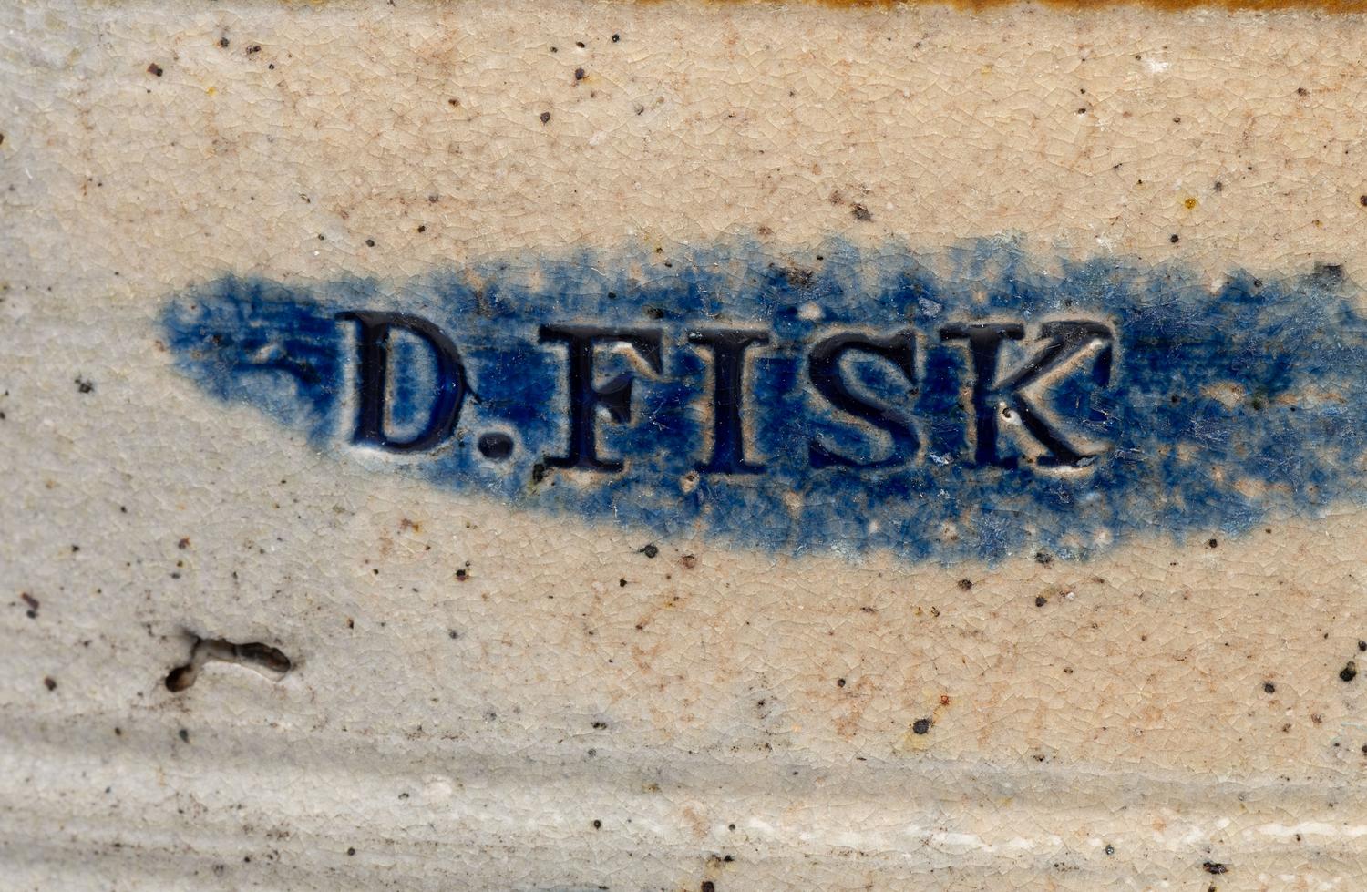 A Daniel Fisk Four Gallon Cobalt Decorated Stoneware Crock