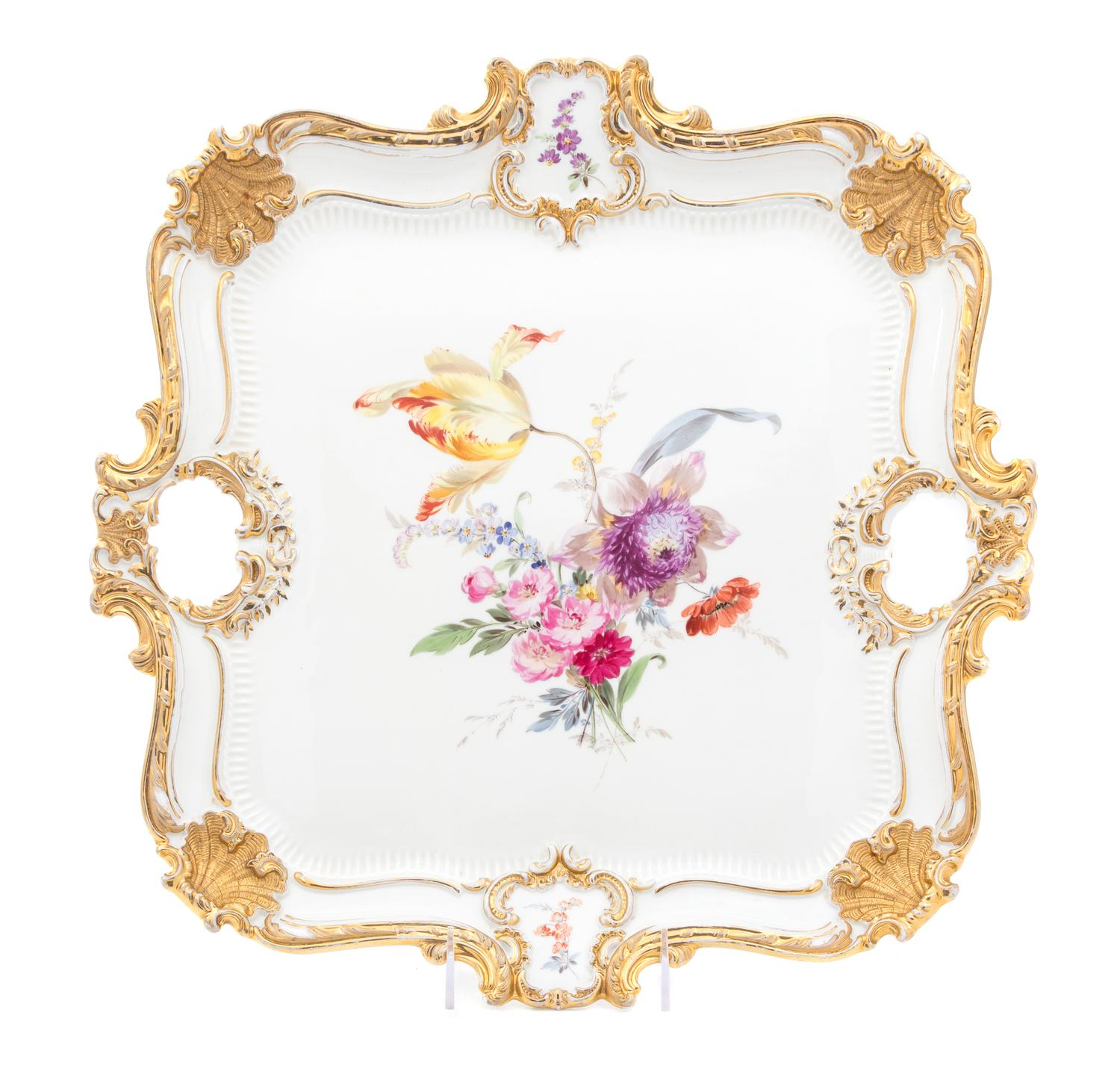 A Meissen Porcelain Tray Width 16 inches.