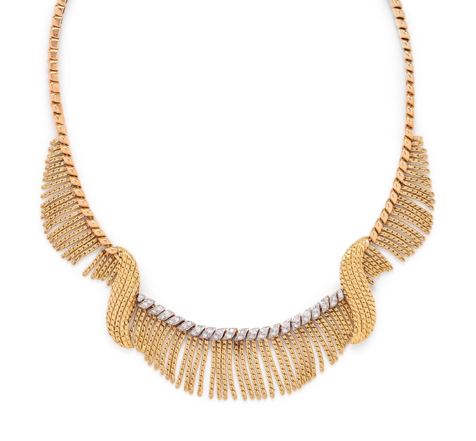 STERLÉ, YELLOW GOLD AND DIAMOND NECKLACE