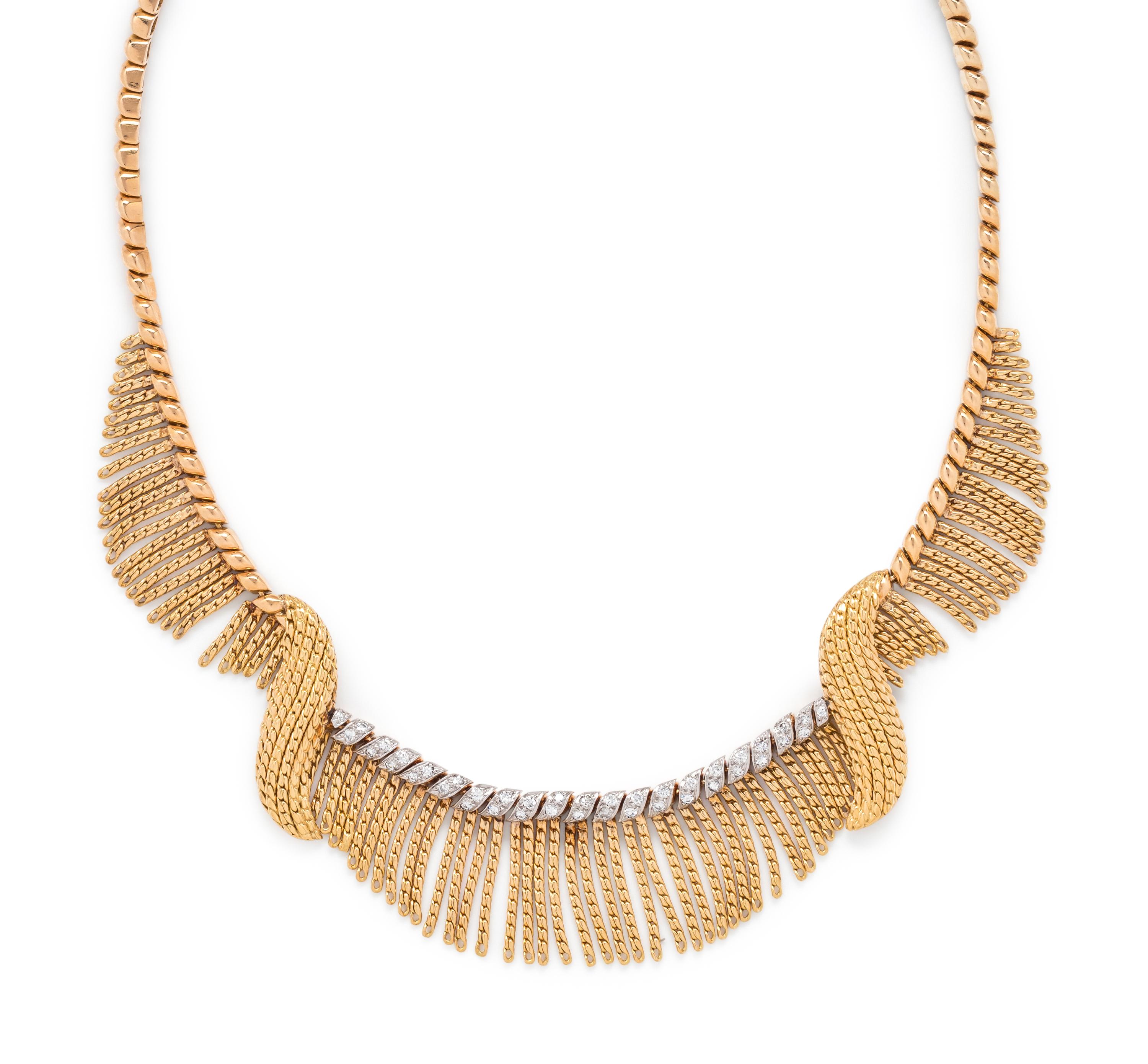 STERLÉ, YELLOW GOLD AND DIAMOND NECKLACE