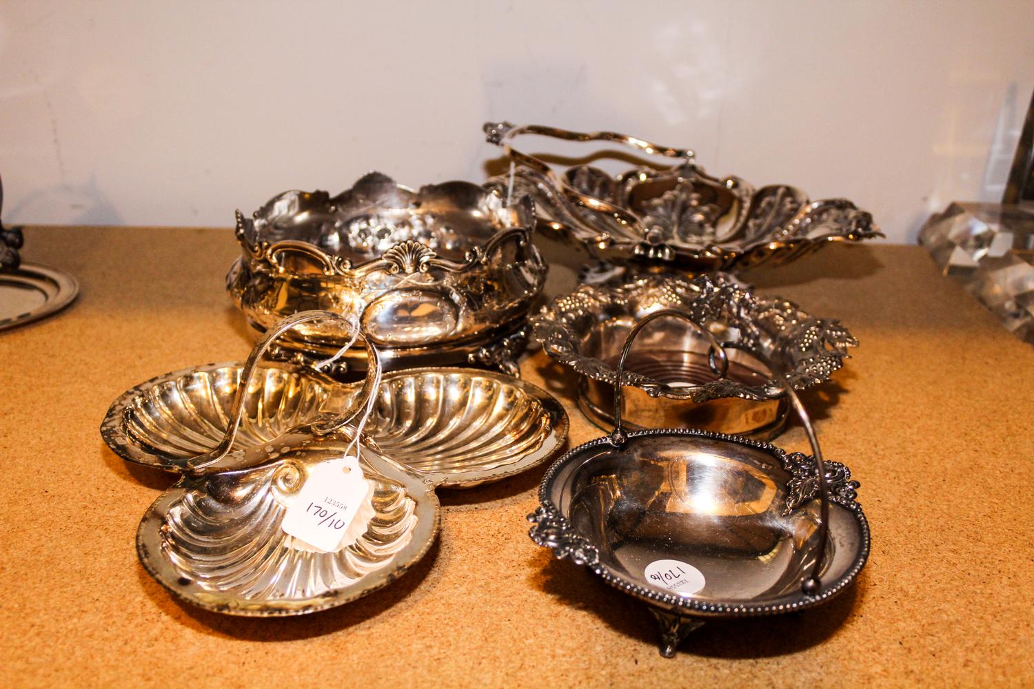 Ten Silver-Plate Table and Serving Articles Height of tallest 10 inches.