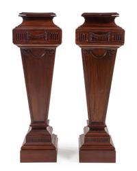 A Pair of Adam Style Mahogany Pedestals Height 48 inches. — 20TH CENTURY