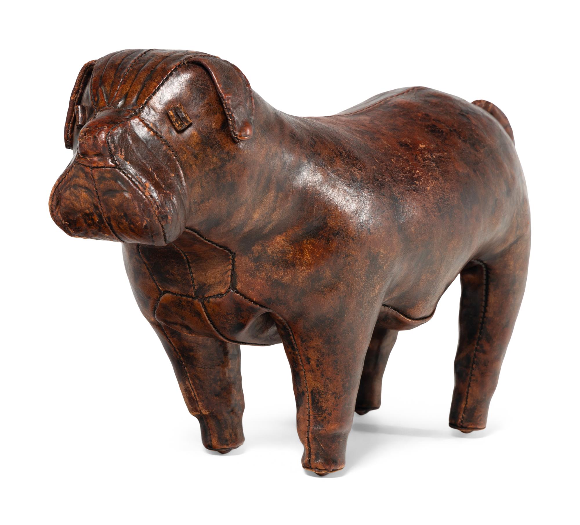 An Omersa and Co. Leather Bulldog Footstool