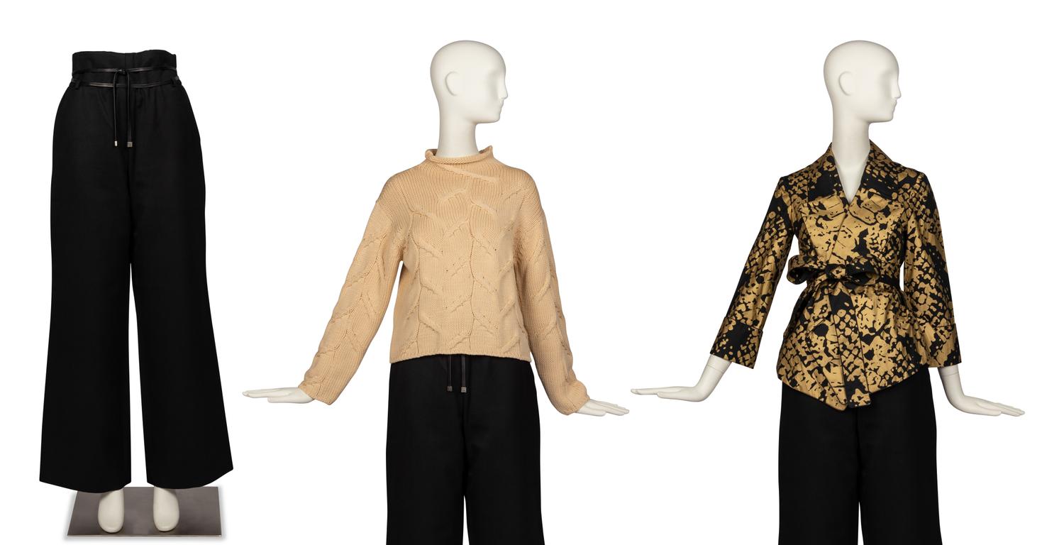 Chanel Sweater, Yves Saint Laurent Pant and Jacket, 1999-2000s