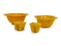 Four Chinese Yellow Peking Glass Articles — 19TH/20TH CENTURY
