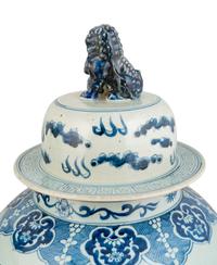 A Large Pair of Chinese Export Blue and White Porcelain Baluster Jars and Covers — 20TH CENTURY