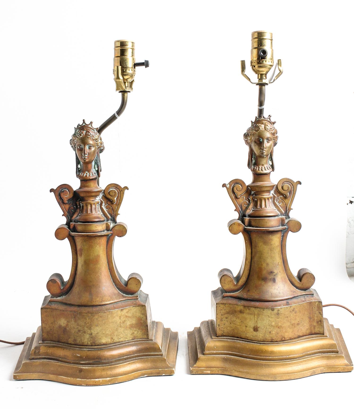 A Pair of Continental Figural Lamps Height overall 19 1/2 inches. — 20TH CENTURY