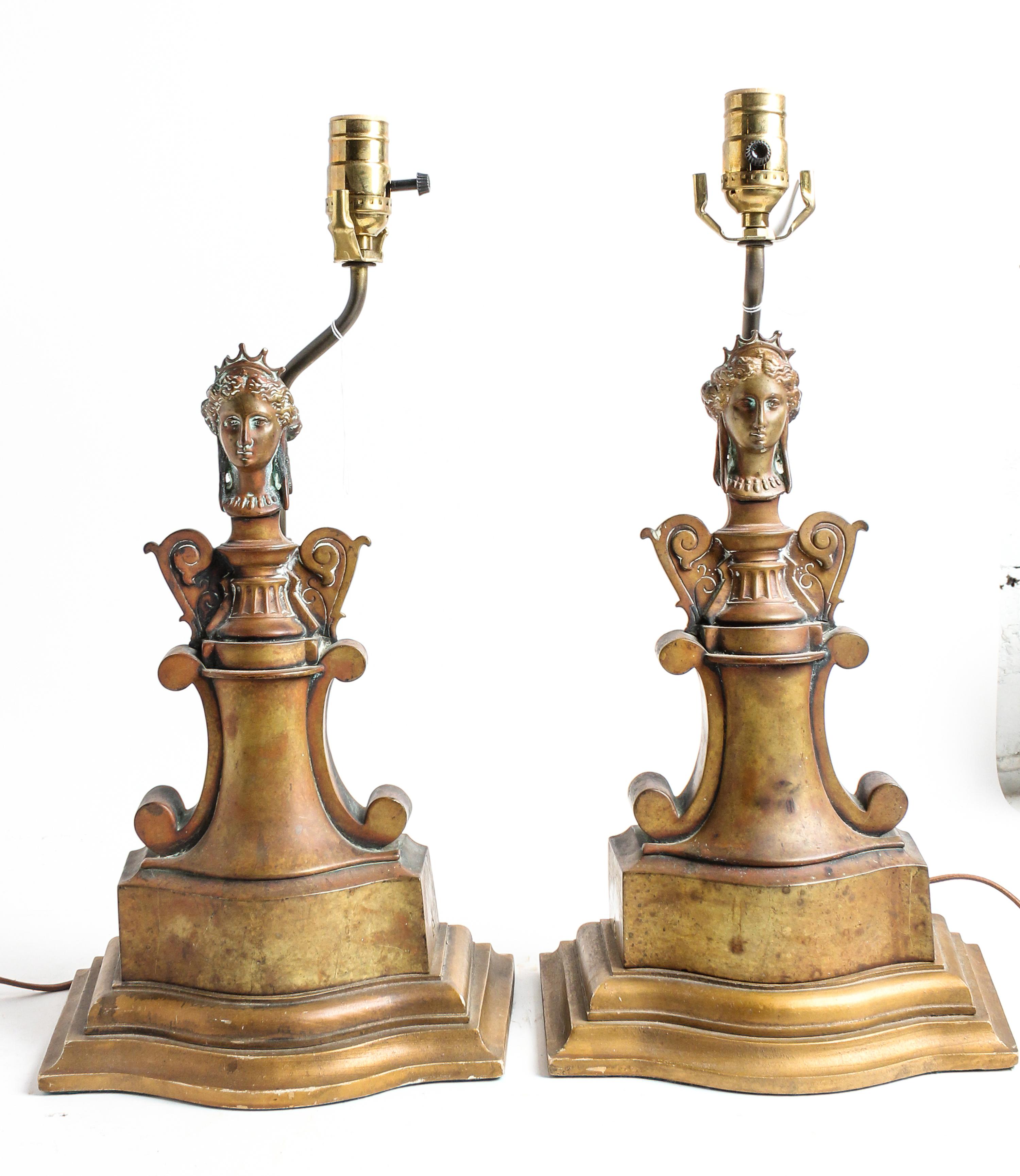 A Pair of Continental Figural Lamps Height overall 19 1/2 inches. — 20TH CENTURY