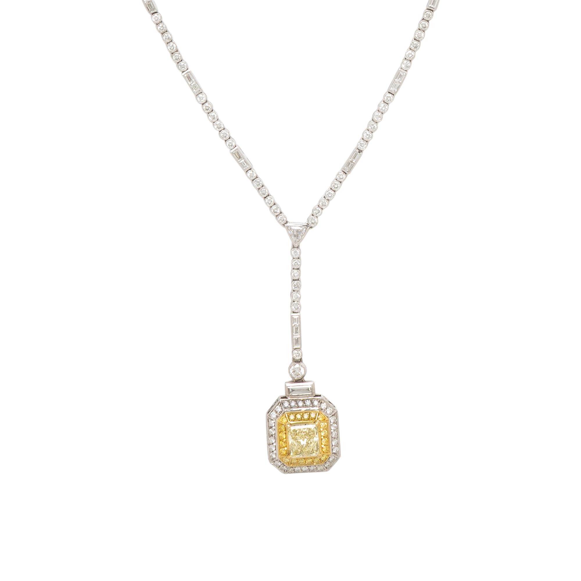 SOPHIA D., YELLOW DIAMOND, DIAMOND, AND PLATINUM LAVALIER NECKLACE