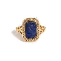 LAPIS LAZULI CAMEO AND YELLOW GOLD RING