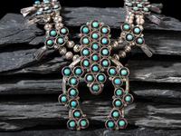 Navajo Silver and Turquoise Cluster Necklace