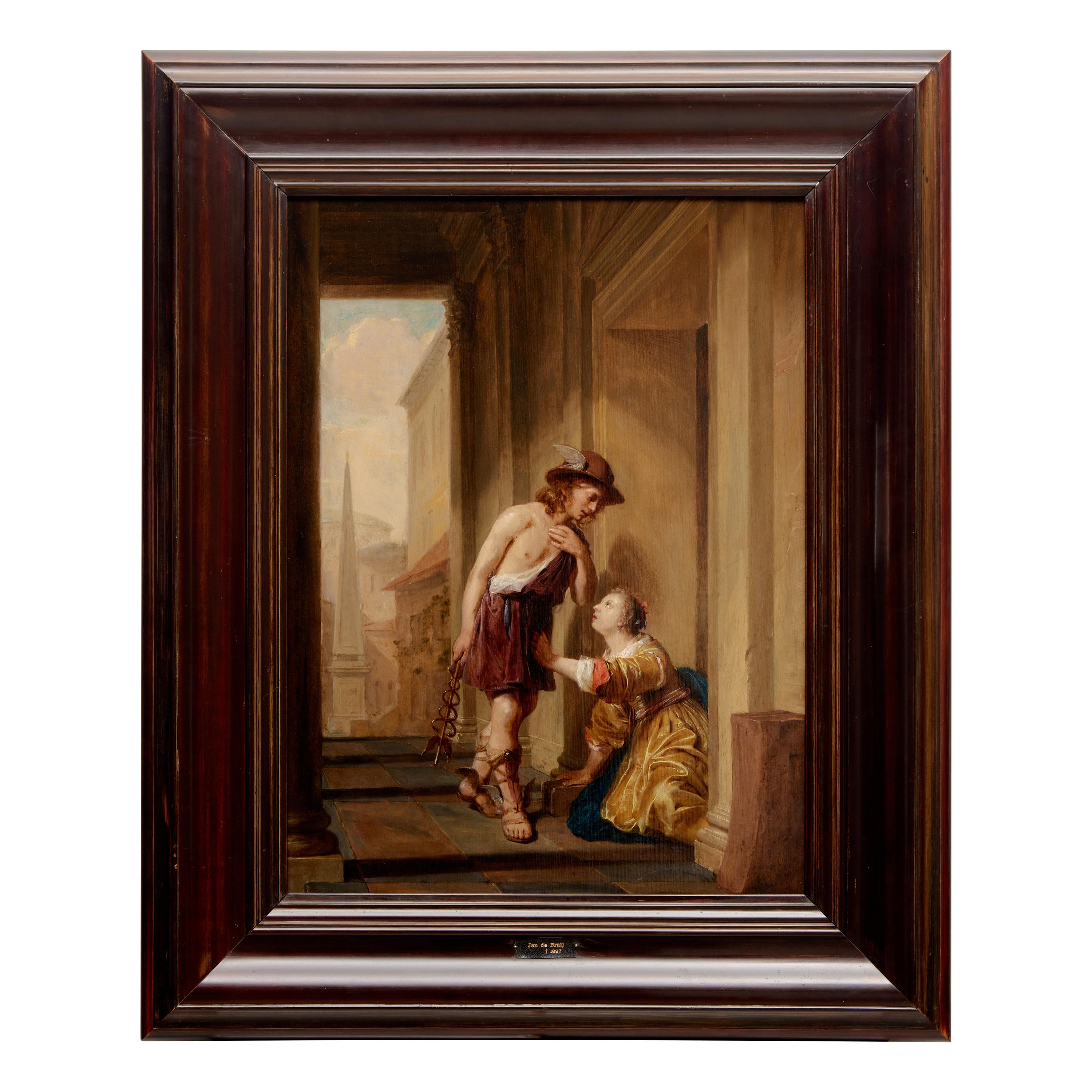 Jan De Bray (Dutch, born c. 1627-1697) — Mercury and Aglauros at the door of Herse's Chamber, 1658