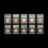 A Collection of Ten Graded Commemorative 50c Coins